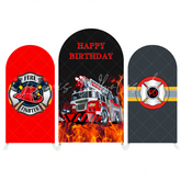 Fireman Firefighter Fire Truck Theme Arch Backdrop Wall Cloth Cover For Birthday Baby Shower Party